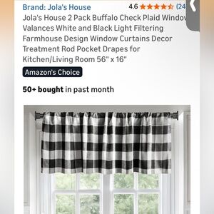 Black and White Buffalo Check Window Valances set of 2 - Flannel feel EUC